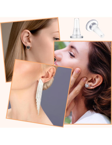 100 Tapones de Silicona Transparentes Simarro para Pendientes