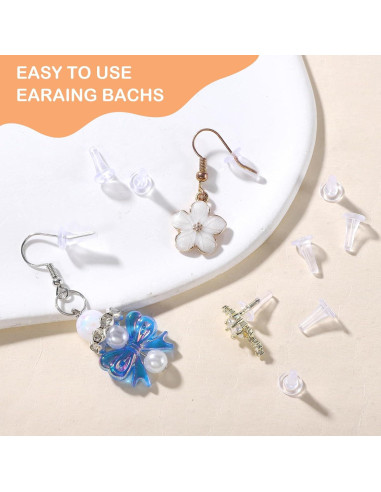 100 Tapones de Silicona Transparentes Simarro para Pendientes