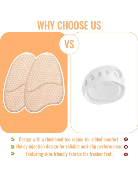 Almohadillas Metatarsales Antideslizantes Hpmjz 3 Pares Beige