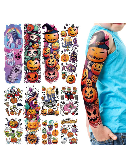 Tatuajes Temporales de Halloween Metuu - 52 Hojas para Niños