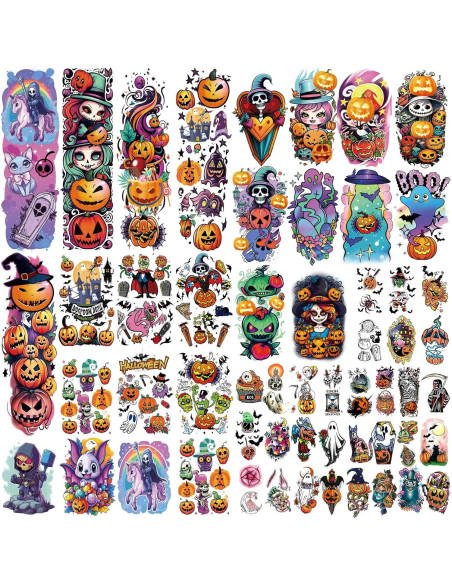 Tatuajes Temporales de Halloween Metuu - 52 Hojas para Niños