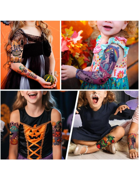Tatuajes Temporales de Halloween Metuu - 52 Hojas para Niños
