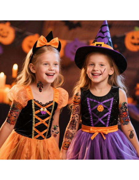 Tatuajes Temporales de Halloween Metuu - 52 Hojas para Niños