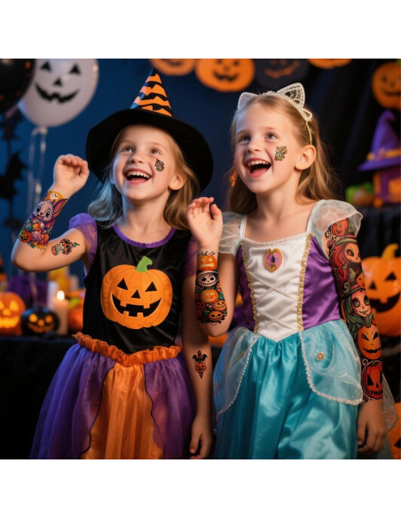 Tatuajes Temporales de Halloween Metuu - 52 Hojas para Niños