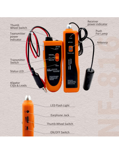 Localizador de Cable Subterráneo ANPTAIKE NF-816 - 0.45 kg