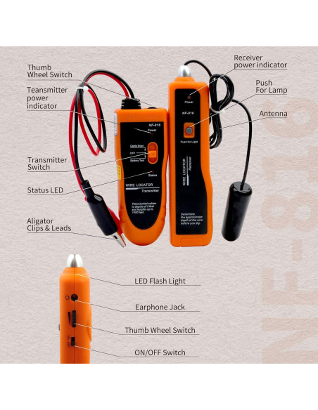 Localizador de Cable Subterráneo ANPTAIKE NF-816 - 0.45 kg