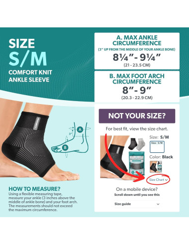 Manga de Compresión para Tobillo BraceAbility Negro S/M