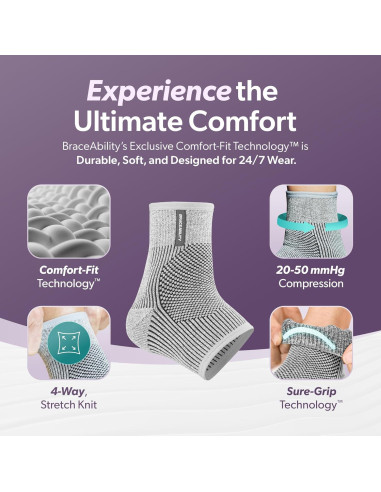 Manga de Compresión para Tobillo BraceAbility Negro S/M