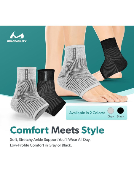 Manga de Compresión para Tobillo BraceAbility Negro S/M