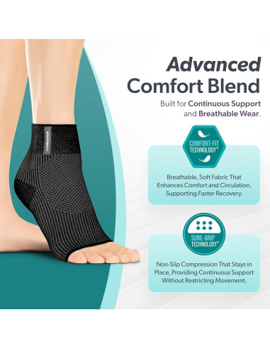 Manga de Compresión para Tobillo BraceAbility Negro S/M