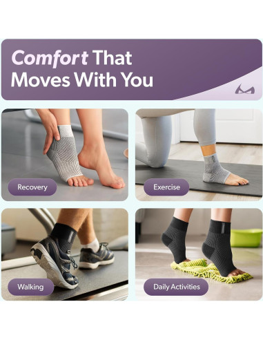 Manga de Compresión para Tobillo BraceAbility Negro S/M