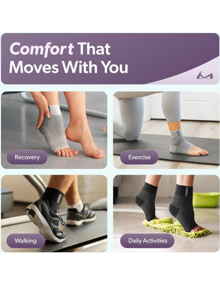 Manga de Compresión para Tobillo BraceAbility Negro S/M