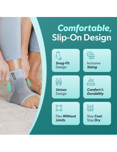 Manga de Compresión para Tobillo BraceAbility Negro S/M