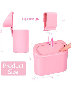 Basurero de Coche NBTEPEM Rosa a Prueba de Olores 15.5cm 2