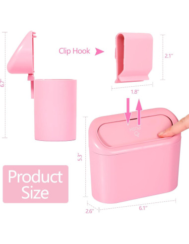 Basurero de Coche NBTEPEM Rosa a Prueba de Olores 15.5cm