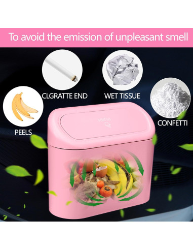 Basurero de Coche NBTEPEM Rosa a Prueba de Olores 15.5cm