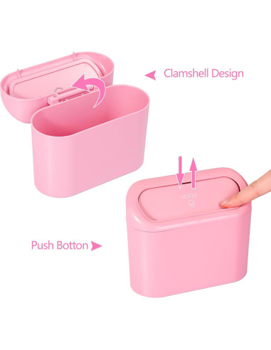Basurero de Coche NBTEPEM Rosa a Prueba de Olores 15.5cm