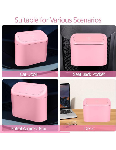 Basurero de Coche NBTEPEM Rosa a Prueba de Olores 15.5cm