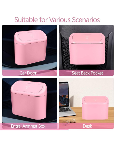 Basurero de Coche NBTEPEM Rosa a Prueba de Olores 15.5cm