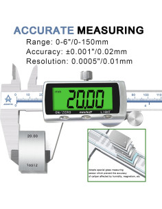 Calibrador Digital ACEMETER 0-150 mm Pantalla LCD Retroiluminada 2