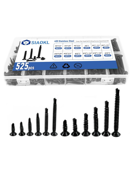 Kit de Tornillos Autorroscantes SIAOKL 525 Piezas Acero Inoxidable
