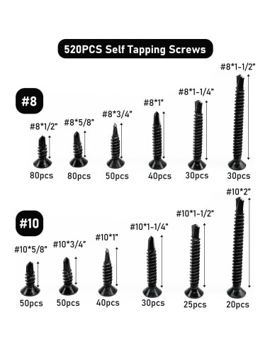 Kit de Tornillos Autorroscantes SIAOKL 525 Piezas Acero Inoxidable
