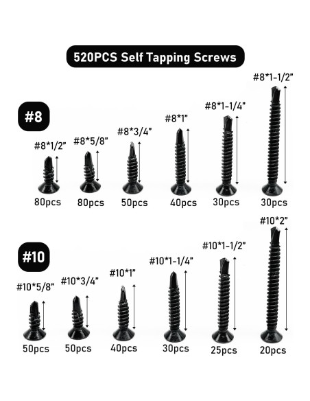 Kit de Tornillos Autorroscantes SIAOKL 525 Piezas Acero Inoxidable