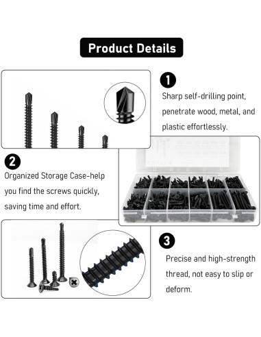 Kit de Tornillos Autorroscantes SIAOKL 525 Piezas Acero Inoxidable