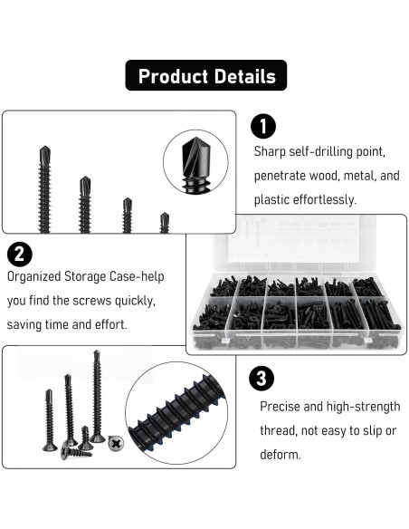 Kit de Tornillos Autorroscantes SIAOKL 525 Piezas Acero Inoxidable