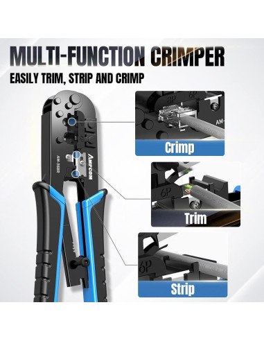 Herramienta de Crimpado AMPCOM AM-568R para RJ45 y RJ11