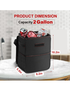 Bote de Basura para Auto Simple Deluxe 2L Impermeable Negro 2