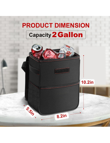 Bote de Basura para Auto Simple Deluxe 2L Impermeable Negro