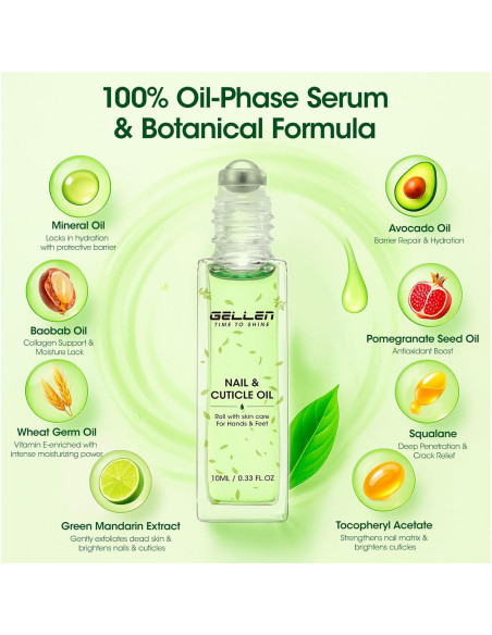 Aceite de Cutícula Gellen 10ml para Crecimiento y Reparación