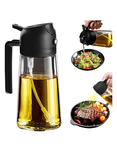 Dispensador de aceite de vidrio XJYWSH 470ml 2 en 1 para cocinar