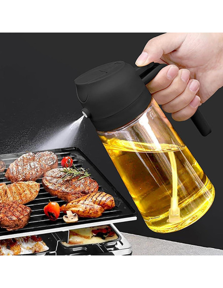 Dispensador de aceite de vidrio XJYWSH 470ml 2 en 1 para cocinar