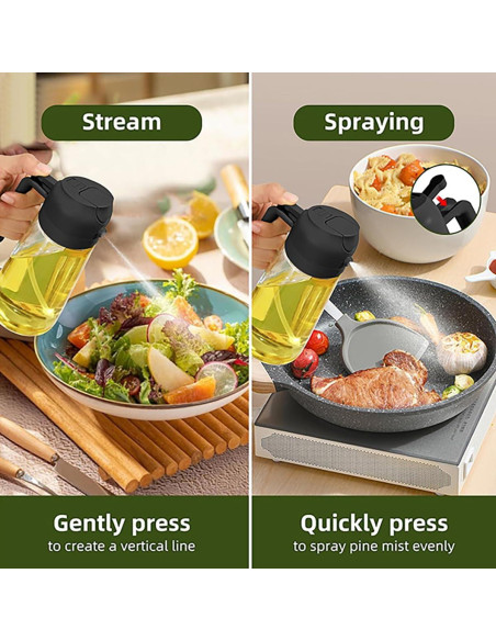 Dispensador de aceite de vidrio XJYWSH 470ml 2 en 1 para cocinar