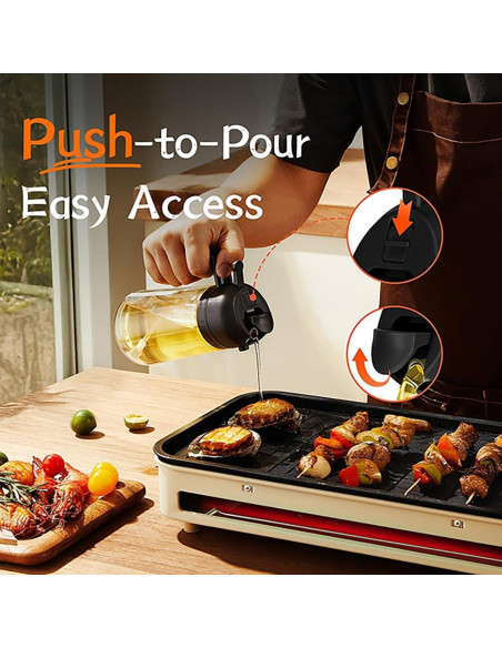 Dispensador de aceite de vidrio XJYWSH 470ml 2 en 1 para cocinar