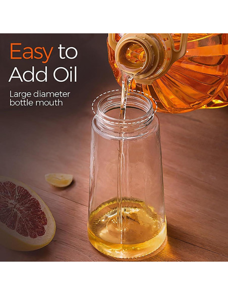 Dispensador de aceite de vidrio XJYWSH 470ml 2 en 1 para cocinar