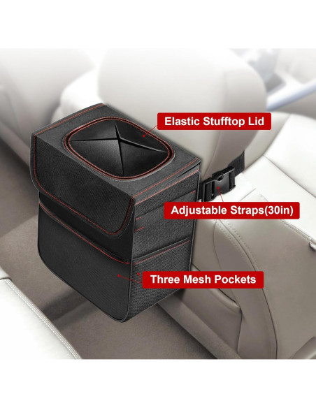 Bote de Basura para Auto Simple Deluxe 2L Impermeable Negro