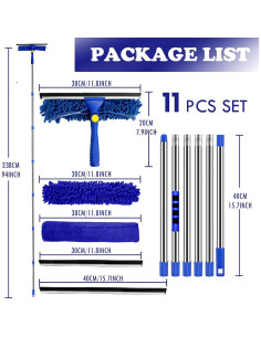Kit de Limpieza de Ventanas Rofhom 11 Piezas 238 cm Azul 2