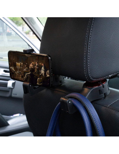 Ganchos para Asientos de Auto Amooca 2 en 1 con Bloqueo Rojo