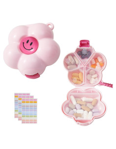 Organizador de Pastillas UFORU Rosa Semanal y Diaria 6 Compartimentos