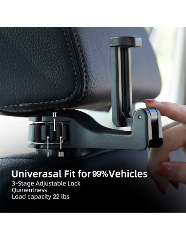 Ganchos para Asientos de Auto Amooca 2 en 1 con Bloqueo Rojo