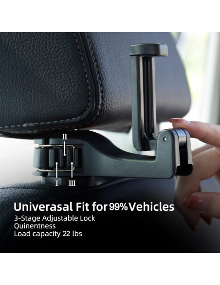 Ganchos para Asientos de Auto Amooca 2 en 1 con Bloqueo Rojo