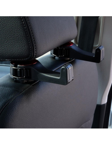 Ganchos para Asientos de Auto Amooca 2 en 1 con Bloqueo Rojo
