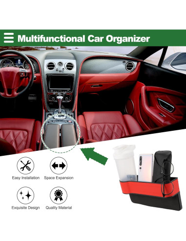 Organizador Relleno Espacio Asiento Coche Motoforti Rojo Cuero