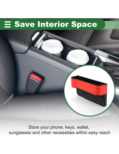 Organizador Relleno Espacio Asiento Coche Motoforti Rojo Cuero