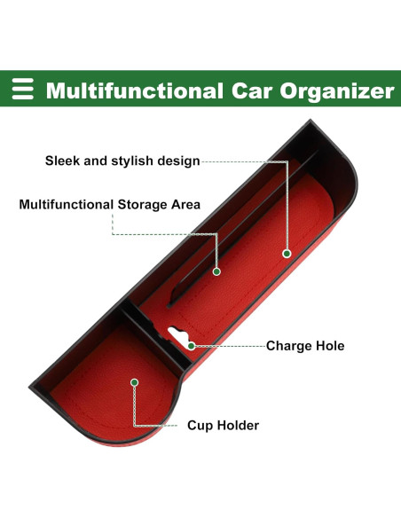 Organizador Relleno Espacio Asiento Coche Motoforti Rojo Cuero
