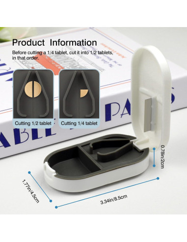 Cortador y Organizador de Pastillas Zoolinn 2 en 1 - Portátil