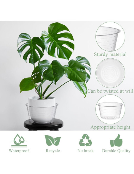 Tebery 50 Platillos de Plástico Transparente 15 cm para Macetas